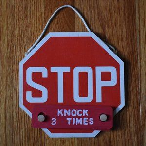 Kids' Stop Sign Wooden Door Hanger with Changeable Signs